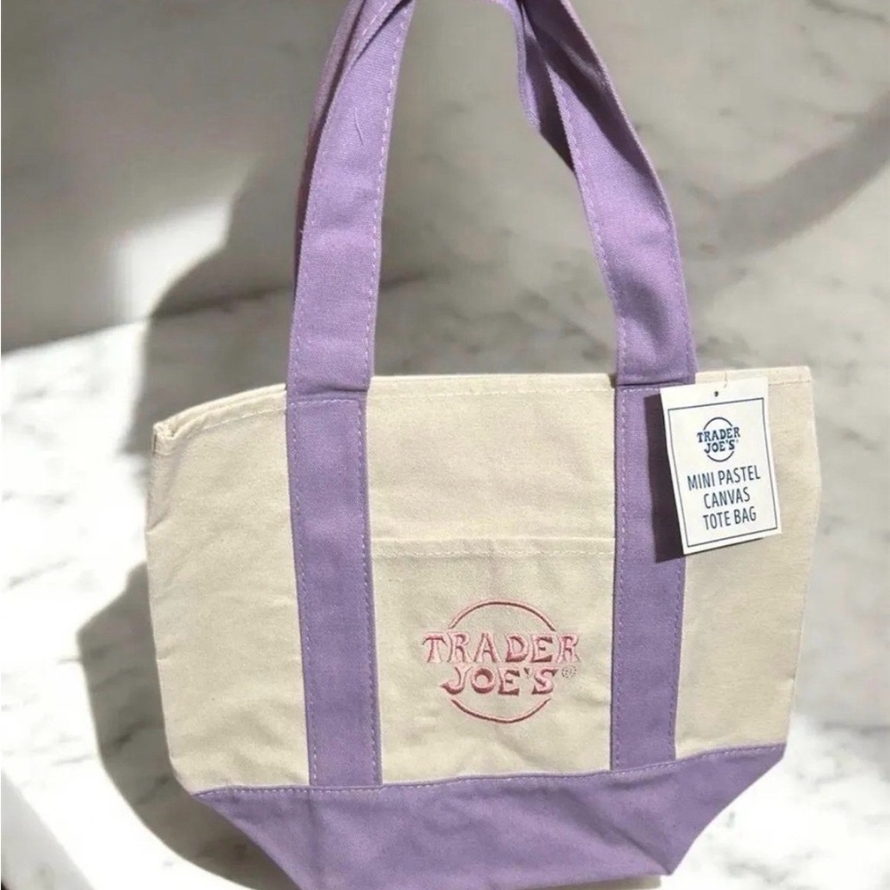 Trader joes mini pastel canvas tote bag(limited edition)